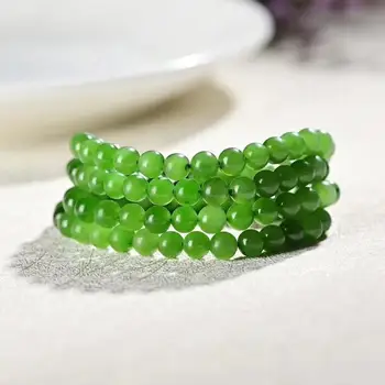 Natural hetian jasper jade esferas de DIY real de 100% verde jade braceletes de jade dom real jade esferas bracelete pulseiras para mulheres 6mm