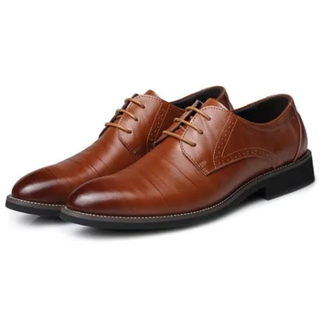 Negócios Sapatos de Vestido Clássico Oxfords para Homens Laço de Couro de Derby Sapatos de Pontas de Casamento Calçados em Tamanho Grande 38-48 à Venda
