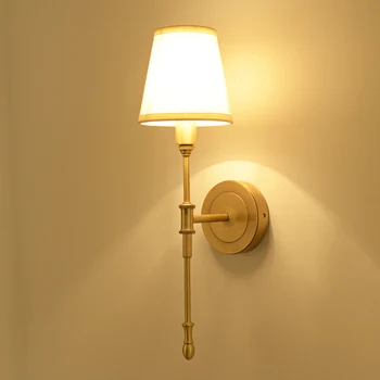 Nordic Rural Lâmpada de Parede para decoração de casa de Banho Espelho do Quarto de Cabeceira Lâmpada de Abajur de Tecido de Ouro de Parede de Luz Iluminação interna D