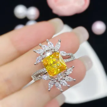 Nova Cor De Separação Simulada Topázio Colorido Tesouro Cheio De Diamante De Abrir Ring Girl