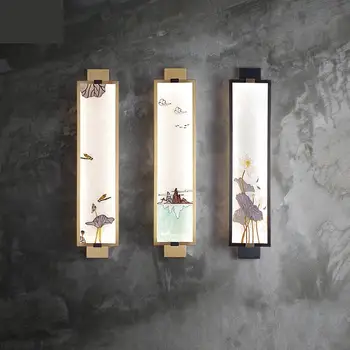 Novidade pintura Chinesa LED luzes de parede imagem de luz para a sala de estar de plano de fundo moderno da lâmpada do diodo quarto de cabeceira, candeeiros de parede