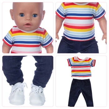 Novo arco-íris Roupas de Boneca Ajuste de 17 polegadas, 43, Roupas de Boneca Bebê Nascido Terno Para o Aniversário do Bebê Fistival Presente