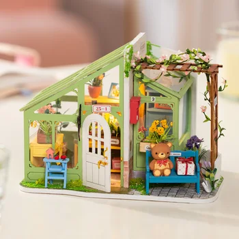 Novo Diy Casa de Boneca de Lazer Série Livraria Com Móveis em miniatura Casa de bonecas de Montagem do Modelo de Construção de Brinquedo de Presente de Natal