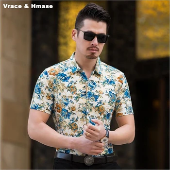 NÃO.809 Chinês de estilo requintado padrão floral impressão 3D camisa de manga curta de Verão De 2018 Nova macio e confortável qualidade shirt dos homens