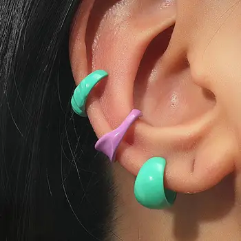 O coreano Colorida Clipe Conjunto de Brincos Para Mulheres Lavoura Sem Furo Jóias Falsas Brincos Conjunto de 3 peças Ossos do Ouvido Clipe Earings CF3