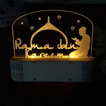 O islã Eid Mubarak Ramadã Noite do DIODO emissor de Luz DIY Acrílico de Cabeceira, Candeeiro de Mesa de Luz de LED, Decoração de festas