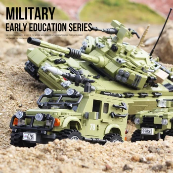 O Militar de alta tecnologia Arma veículos caminhão carro blindado ww2 blocos de construção menino brinquedos Tijolos de Batalha de tanque de conjuntos Com Números
