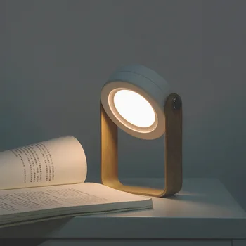 O Punho de madeira Lanterna de LED Portable Criativo Telescópica de Dobramento Lâmpada de Carregamento Mesa de Leitura, Luz da Noite do Cabo de Carregamento USB de Presente