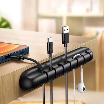 Organizador de Gestão de Suporte do Fio Flexível USB Enrolador Arrumado Silicone Clipes Para Teclado Mouse Fone de ouvido Protetor