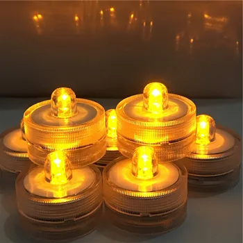 Pack de 12 de Âmbar Subaquática LED Submersível Impermeável Luzes LED Baterias de Chá de Luz da Vela para a Festa de Casamento Decoração