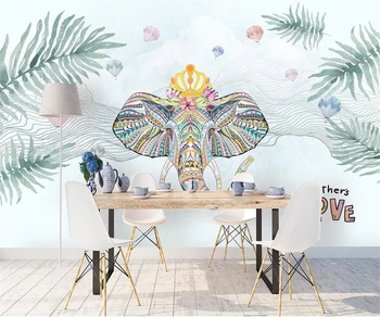 papel de parede papel de parede personalizado pintado à mão nórdicos plantas tropicais abstratos linhas de elefante balão de ar quente de fotos de papel de parede