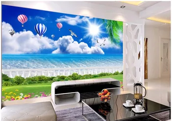 Personalizadas de fotos em 3d papel de parede 3d murais de parede papel de parede Gaivota balão costeira marinha mural coqueiro papel de parede decoração home