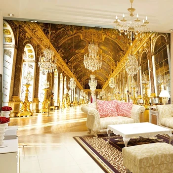 Personalizadas de Fotos em 3D Pintura de Luxo Royal Palace Hotel Hall Sofá da Sala de TV Fundo de seda, papel de Parede Mural