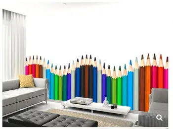 Personalizado de crianças, papel de parede,Lápis de Cor,caricatura 3D mural para a sala de estar, sala de crianças pano de fundo impermeável papel de parede