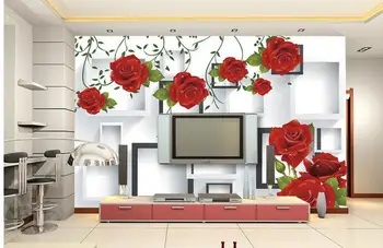 personalizado de papel de parede para parede personalizados em 3d papel de parede flores Rosa praça TV da sala de estar pano de fundo mural 3d papel de parede
