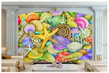 Personalizado High-end mural 3d papel de parede murais Paisagem Elegante papel de parede simples starfish TV 3D de fundo papel de parede quarto decoração