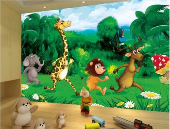 Personalizado mural de fotos em 3d papel de parede dos desenhos animados de animais na parede do fundo para crianças, casa de girafa 3d murais de parede papel de parede para parede 3 d
