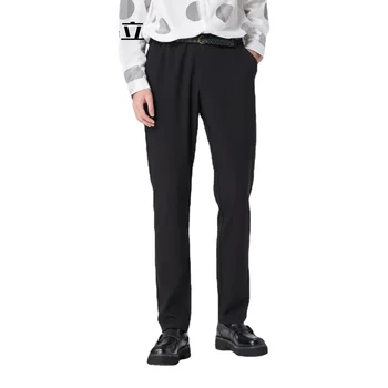PINLI 2022 primavera novo vestuário masculino preto puro versátil em linha reta casual calças tendência B213215309 calças para homens