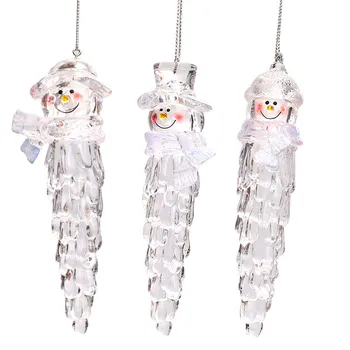 Plástico Transparente Boneco de neve Bar de Gelo Pingente de Árvore de Natal Decoração de Natal de Presente de Natal 2023 Ano Novo Decoração de Natal para Casa