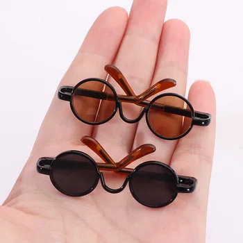 Por 1/4 de Bonecas de Moda 5.5 cm Óculos de Roupa Bonito Ronda do Quadro de Pelúcia Boneca Óculos para 1/61/12 BJD Mini Pelúcia Boneca Acessórios