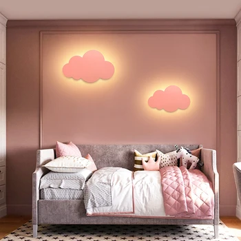 Poupança de energia-Moderna Nuvem Lâmpada de Parede Luzes Brancas LED cor-de-Rosa de Parede de Sala de estar de Crianças Menina Quarto Decoração clara