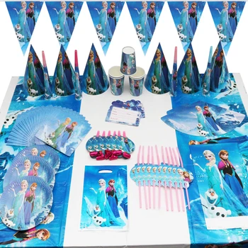 Princesa Congelados Festa de Talheres Descartáveis de Disney dos desenhos animados de Meninas Placa de Copos Decorações de Aniversário, chá de Bebê de Suprimentos 106Pcs