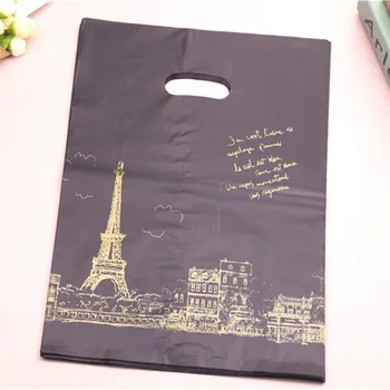 Quente Venda por Atacado 100pcs/lote 30*40 cm de Luxo Vintage Torre Eiffel Sacos de Embalagem de Plástico Grande Sacchetti Regalo
