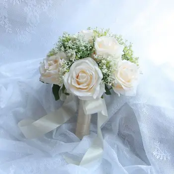 Rose Falso Flores Para o Casamento Decoração da Mesa de Dama de honra Brooch Bouquet de noiva centrais buqur de noiva брошь из бисера
