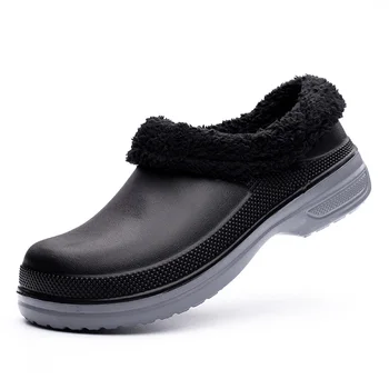Sapatos de homem de Inverno da Prova de Óleo e Impermeável Trabalho de Cook Sapatas antiderrapante e resistente ao Desgaste Solas Quente Sapatos de Algodão Grande 39-49