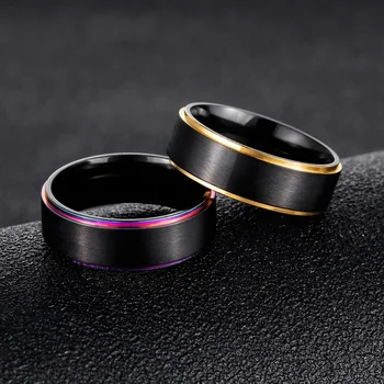 Titânio Aço Preto Anéis para Homens de Casamento Bandas Jóias das Mulheres do Vintage Chapeamento de Anéis de 2021 Moda de Nova 8MM Bague Homme