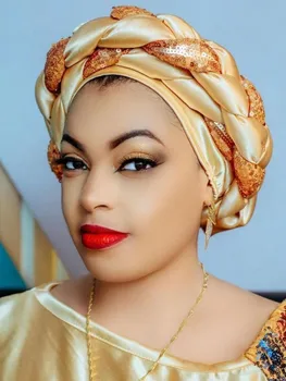Trança Africana Headtie Nigéria Auto Gele Mulheres de Turbante Cap Moda Feminina Envoltórios de Cabeça Hijab Muçulmano Cap Turbante Mujer 2023 NOVO