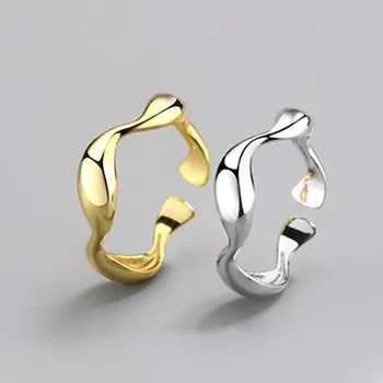TULX Moda, Cor de Prata Lisa Irregular Ondas de Ouro um Anel de Cor Geométricas Abrir o Anel de Dedo Para as Mulheres Minimalista Acessórios de Presente