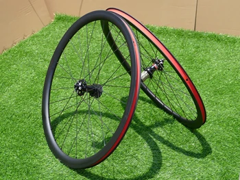 Ultra Leve Roda de 38mm de Carbono Estrada Moto Cyclocross Clincher Rodado para Travão de Disco, Eixo Dianteiro 100*12mm / Traseira 142*12