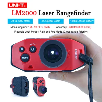 UNIDADE de 2000M Telescópio Laser Range Finder 8X m/m/ft Medidor de Distância Digital Caça de Golfe Rangefinder Display LCD Fita métrica