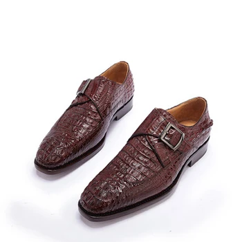 weitasi crocodilo Homens sapatos novos chegada real sola de couro Rodada cabeça de crocodilo sapatos de sapatos masculinos da moda
