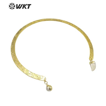 WT-JN205 de Atacado de moda banhado a ouro resistir tarnishable de latão amarelo metal chifre gargantilha Único chifre colar