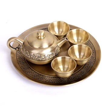 zq Cobre Bule de Metal Teaware Presentes de Presente de Chá de Cobre